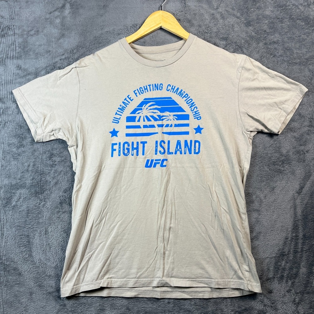 UFC Fight Island T Shirt Mens Large Beige Ultimate Fighting Championship Graphic